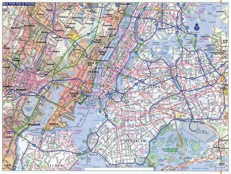 Large Detailed Road Map Of New York City New York USA United