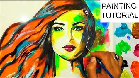 Acrylic Painting Colorful Girl Red Hair Woman Youtube