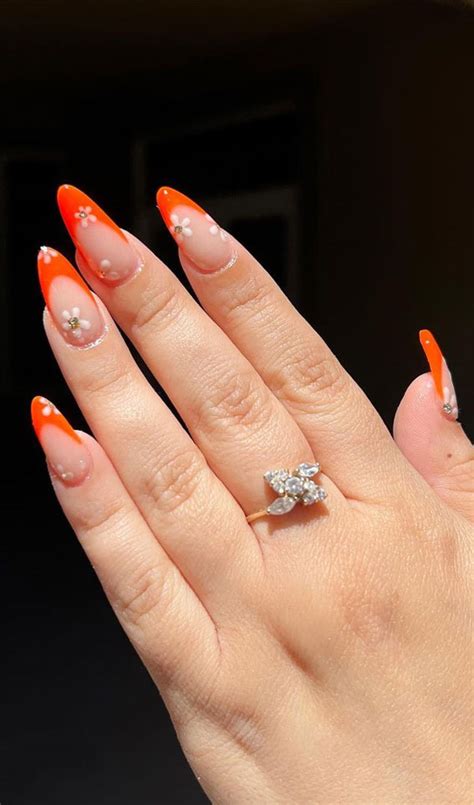 35 Cute Orange Nail Ideas To Rock In Summer Bright Orange French Tips