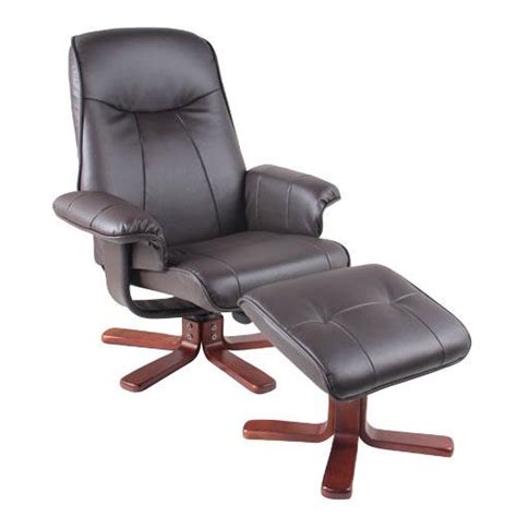 Complete with a cushioned chair and ottoman, it's the perfect furniture piece for relaxing after a long day. Benchmaster 7660-073 Reclining Swivel Brown Chair With ...