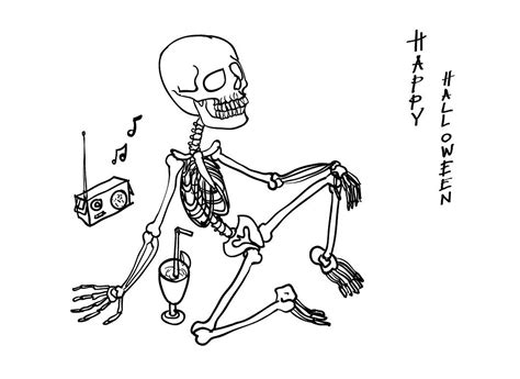 Relaxing Skeleton Sketch Book Skeleton Illustration Illustration