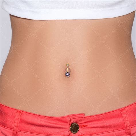 Surgical Steel Belly Jewelry Navel Ring With Cz Stone Belly Etsy