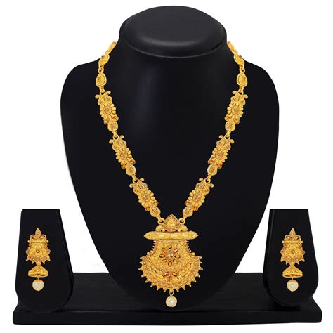 New Exquisite And Glamorous Gold Plated Indian Fashion Jewelry Set With