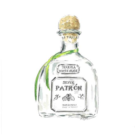 Patrón Silver Tequila Watercolor Print 8x8 Etsy