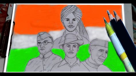 How To Draw Independence Day Freedom Fighters Drawing Youtube