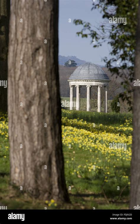The Rotunda Built In 1766 And Daffodils In The Park At Petworth House