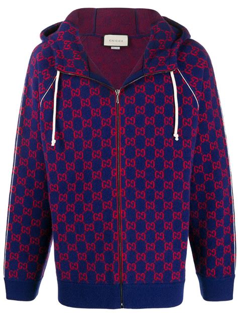 Gucci Knitted Gg Supreme Zipped Hoodie In Mutlicolor Modesens