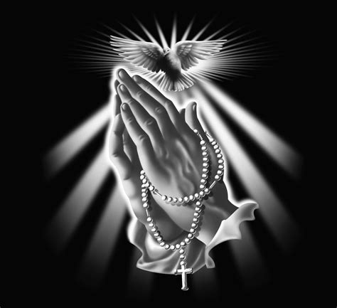 Praying Hands With Rosary Beads And Dove Posters And Prints By Corbis