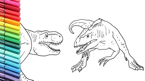 Drawing And Coloring T Rex Vs Indominus Rex How To Draw Dinosaurs For