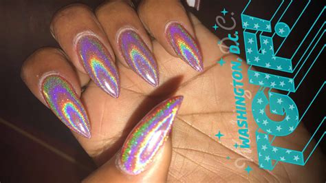 Holographic Stiletto Nails W Red Base Stiletto Nails Nails Red