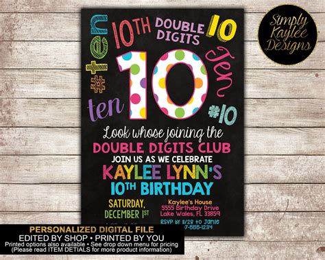 Double Digits Birthday Invitation Social Media Birthday Invite Confetti Invitation Glow Birthday