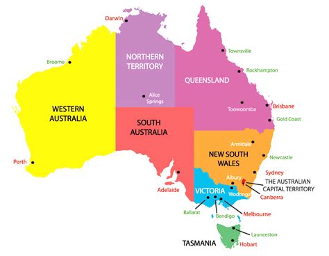 Map Of Australia Showing States Territories And Capital Cities Best