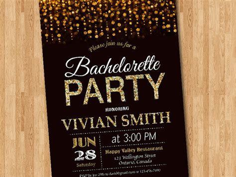 Bachelorette Party Invitation Gold Glitter Bachelorette Invite Hens