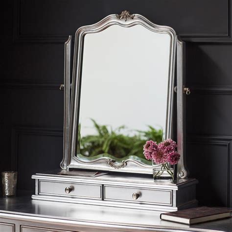 Chic Silver 2 Drawer Shabby Chic Dressing Table Mirrorhomesdirect365