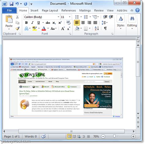 How To Take Screenshots Using Office 2010