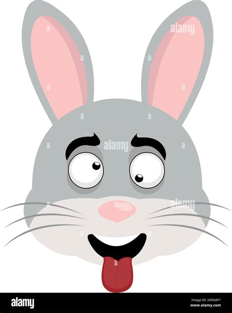 Vector Emoticon Illustration Of A Cartoon Rabbits Face With A Crazy