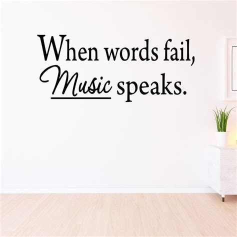 Vwaq When Words Fail Music Speaks Inspirational Wall Decal Music Quotes 10 5 H X 22 W Black