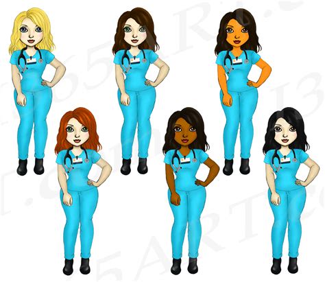 nurse fashion illustration clipart set 330 svg file for cricut