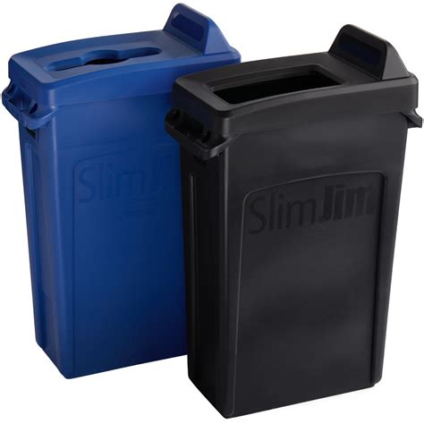 Rubbermaid Slim Jim 23 Gallon 2 Stream Recycle Station With Label Kit