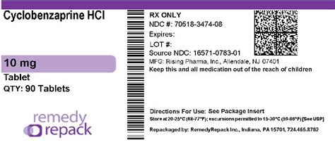 Cyclobenzaprine Hydrochloride Tablets Usp Rx Only