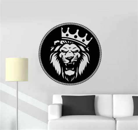 Vinyl Wall Decal Circle Lion King Predator Head Crown Animal Stickers