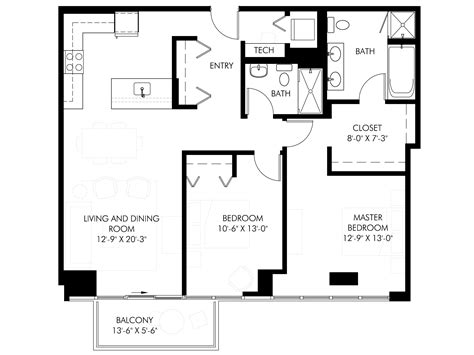 1000 Sq Ft Apartment Floor Plans Floorplansclick