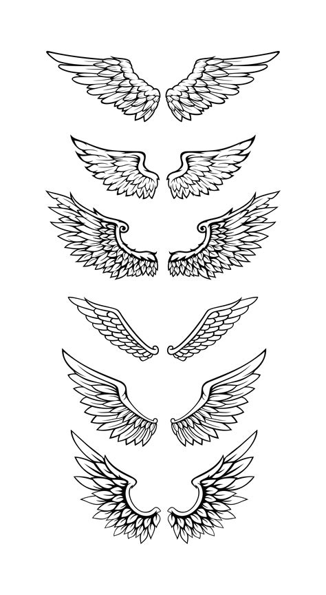 Illustration Of Wings Collection Set Wing Neck Tattoo Wing Tattoo