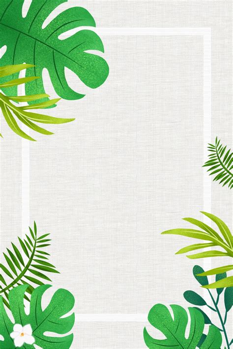 Fresh Green Leaves Border Gray Background Wallpaper Image For Free