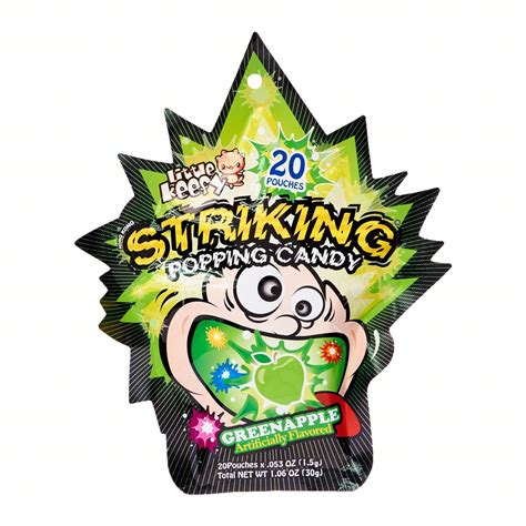 striking popping candy green apple 20 poches 30g