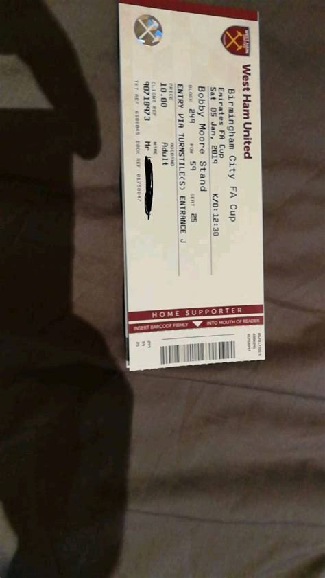 West Ham United Ticket Adult Limited Only 1 Football In Leyton London Gumtree