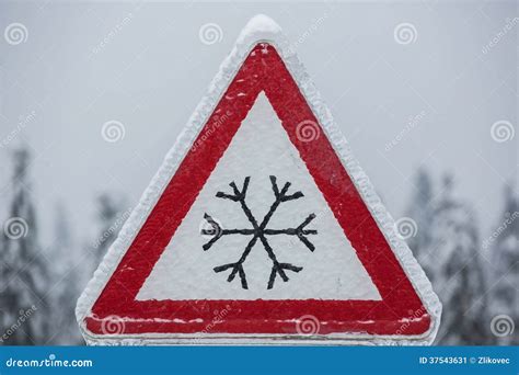 Traffic Sign For Icy Road Stock Image Image Of Scene 37543631