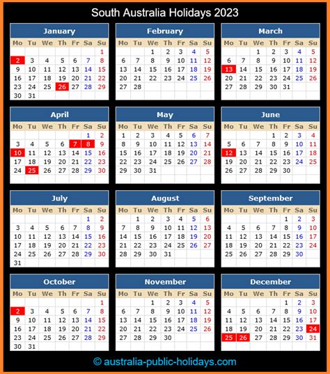 Calendar 2023 Western Australia With Holidays Calendar 2023 With