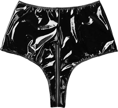 aislor women s wet look patent leather zipper booty shorts high waisted butt lifting hot pants