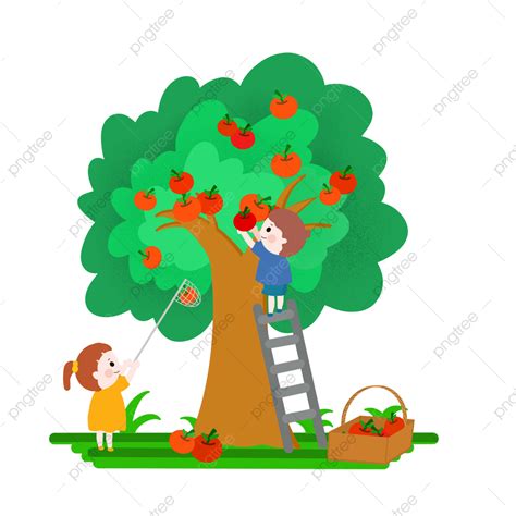 Apple Picking Clipart Transparent Png Hd Cartoon Style Character