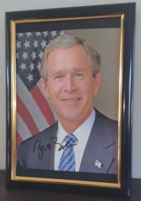 George Bush Hand Signed Photo With Coa Framed Autographed 8x10 Us