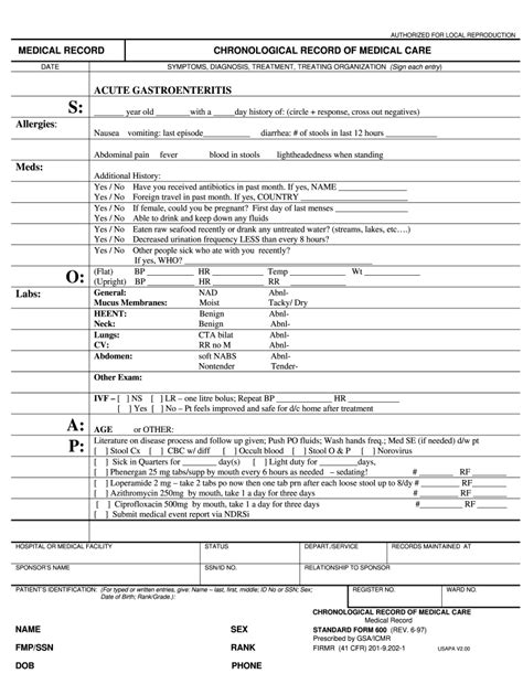 Standard 600 Medical Record 1997 2024 Form Fill Out And Sign
