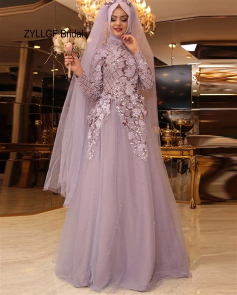 Zyllgf Bridal 2017 New Hijab Evening Dress Princess High Neck Long