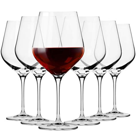 Krosno Large Burgundy Red Wine Glasses Set Of 6 860 Ml Splendour Collection Crystal