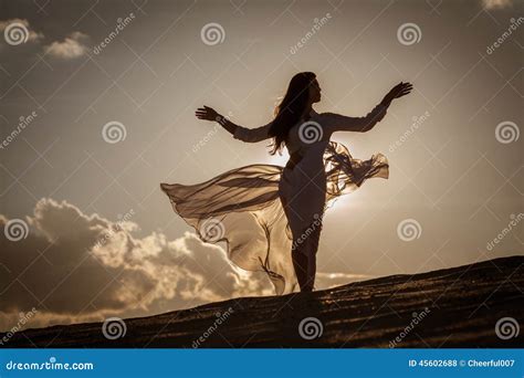 Beautiful Woman Dancing At Sunset Stock Photo Image Of Healthy Buidings