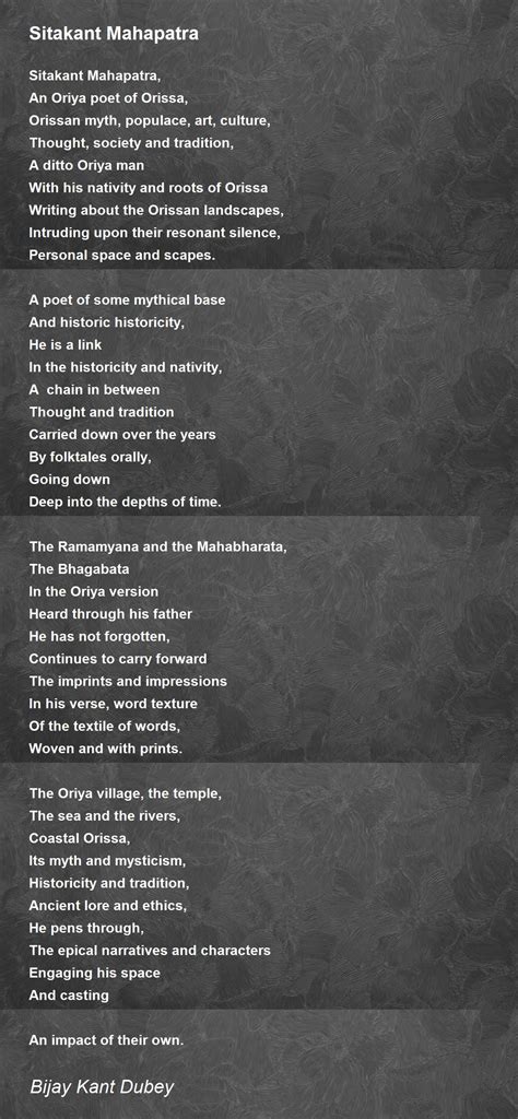 Sitakant Mahapatra Sitakant Mahapatra Poem By Bijay Kant Dubey