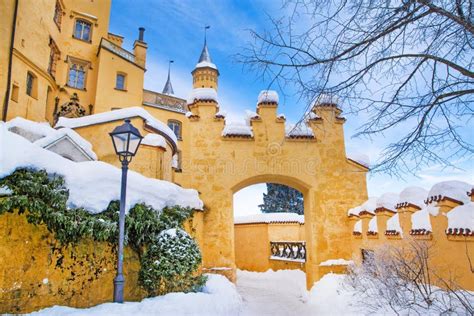 The Castle Of Hohenschwangau In Germany Fairy Tale Landscape Winter