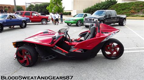 If you have ever wanted a riding companion on your motorcycle and didn't want them clinging to your back or riding in a sidecar, then the uniquely designed polaris slingshot may be the ride for you. Kandy Polaris Slingshot (3-Wheel Motorcycle) on 20s/22s ...