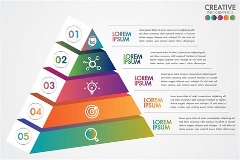 Pyramid Infographic Colorful Template With 5 Steps Or Options 692121