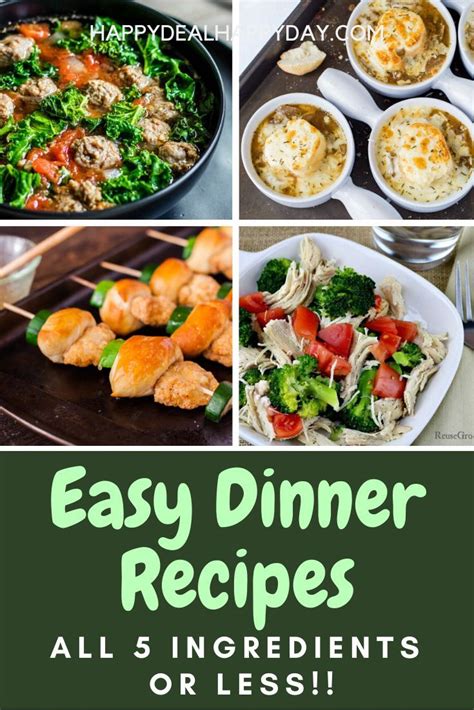 5 ingredient or less dinner recipe ideas this comes with a free printable recipe card so you