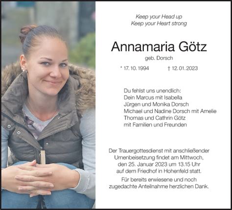 Annamaria Götz Traueranzeige Frankende