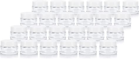 Clear Glass 0 50 Oz 15 Ml Low Profile Thick Wall Balm Empty Jars 24 Pack White