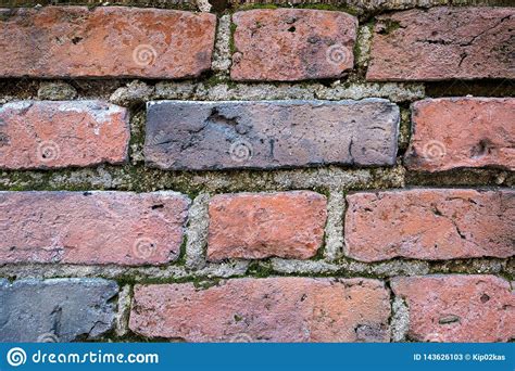Old Brick Wall Old Texture Of Red Stone Blocks Closeup Stock Image