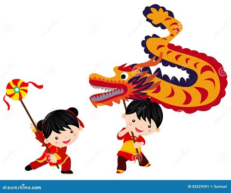 Chinese New Year Festivaldragon Dance Stock Vector Illustration Of