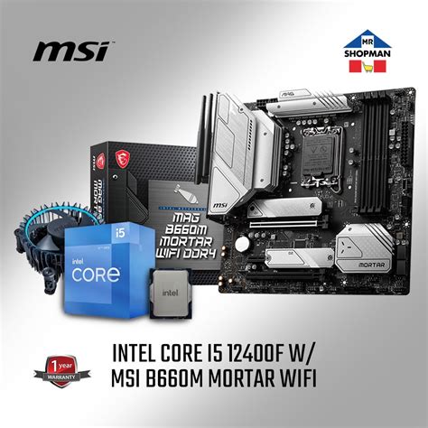 Intel Core I5 12400 12400f Processor W Msi B660m Mortar Wifi