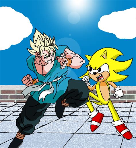 Sonic vs dragon ball z. SS Goku vs Super Sonic by nightshadehedgehog on DeviantArt